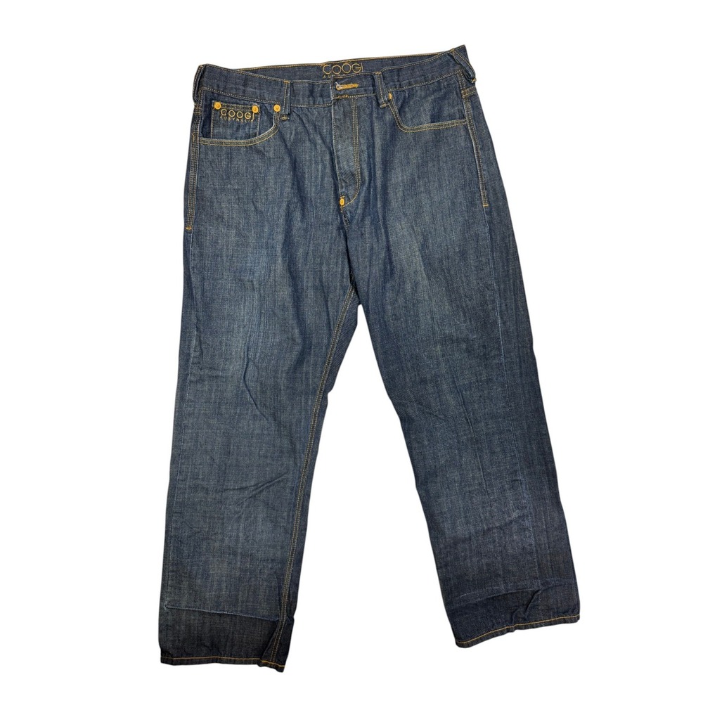 COOGI Australia Mens Dark Wash Blue Denim Relaxed Straight Leg Jeans W40 L35